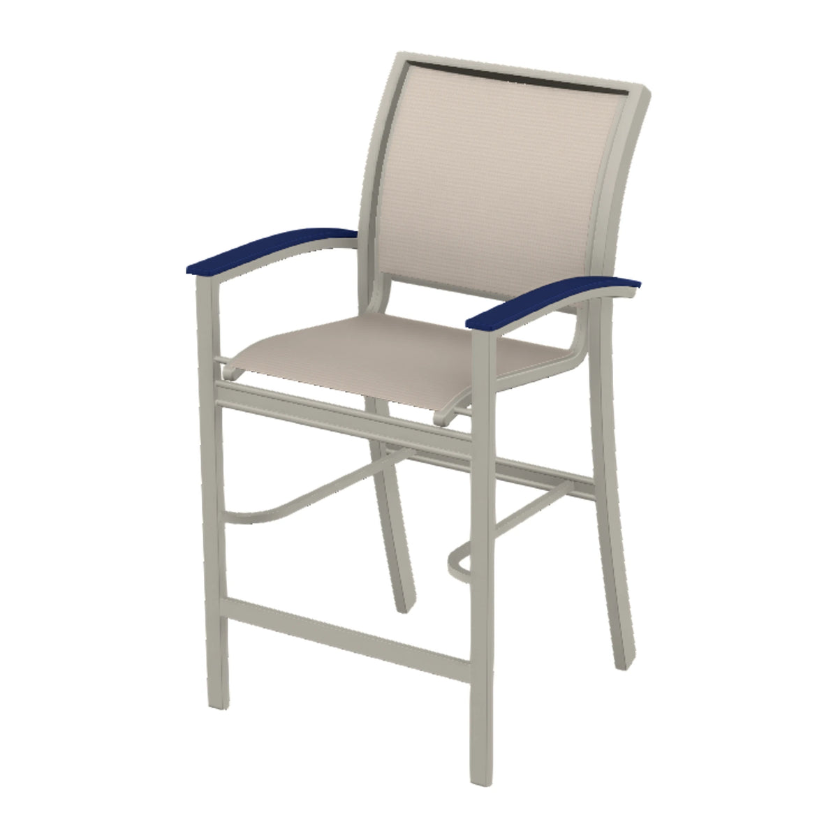 Bazza Sling Bar Chair — Warm Grey PC / Navy Accents