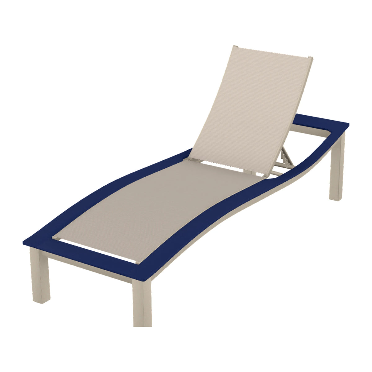 Bazza Sling Armless Chaise — Desert Sand PC / Navy Accents
