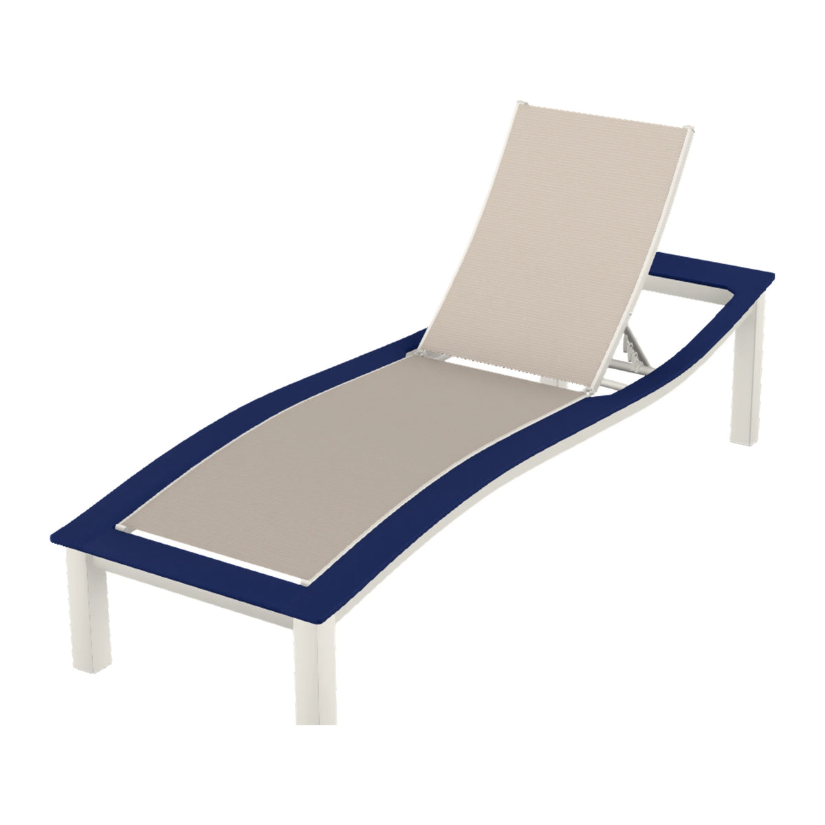 Bazza Sling Armless Chaise — Snow PC / Navy Accents
