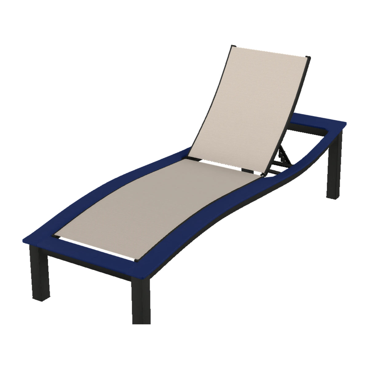 Bazza Sling Armless Chaise — Black PC / Navy Accents