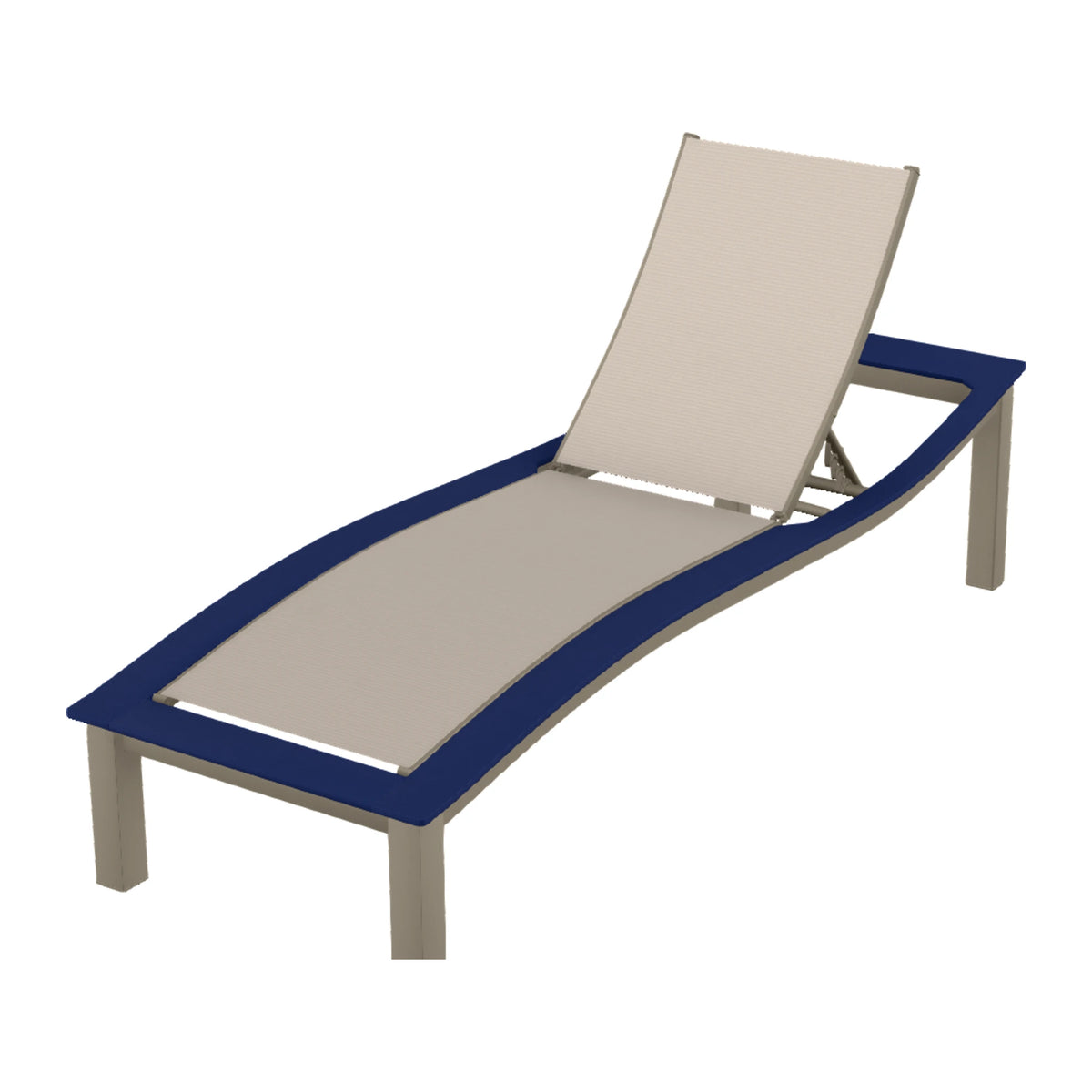 Bazza Sling Armless Chaise — Storm PC / Navy Accents