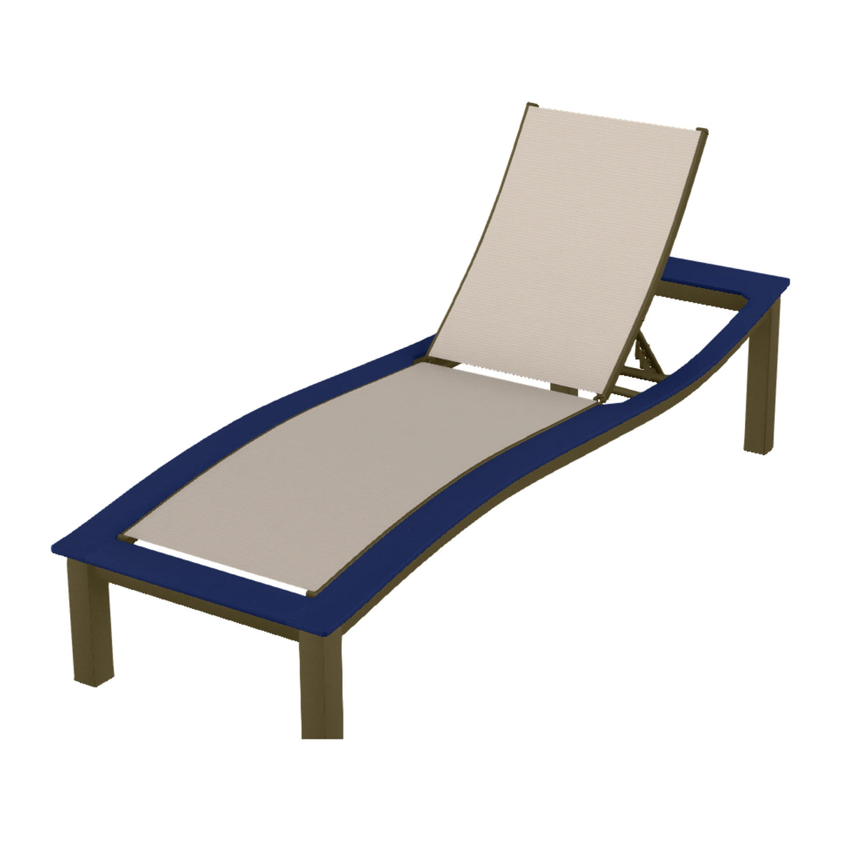 Bazza Sling Armless Chaise — Beachwood PC / Navy Accents