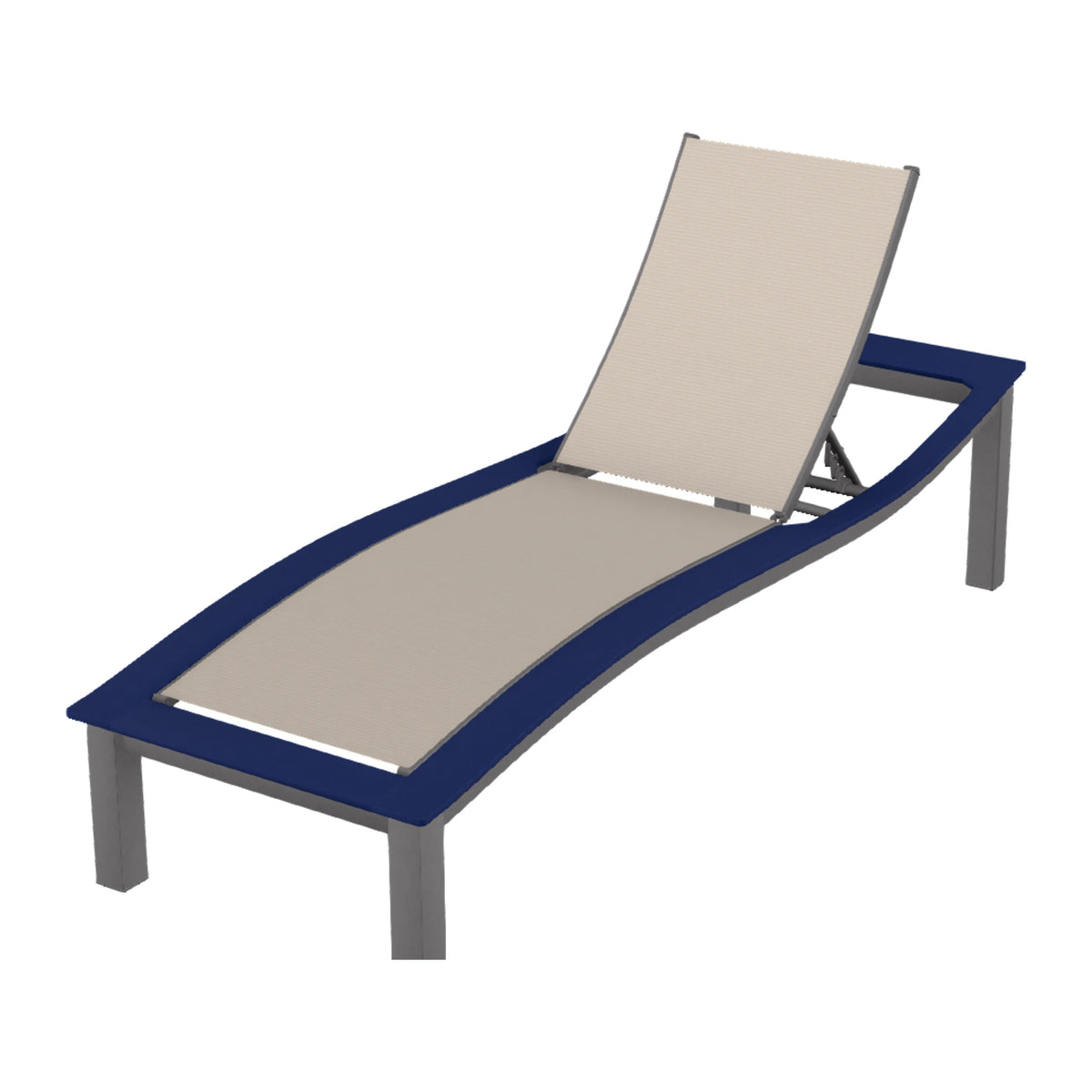 Bazza Sling Armless Chaise — Graphite Txt PC / Navy Accents