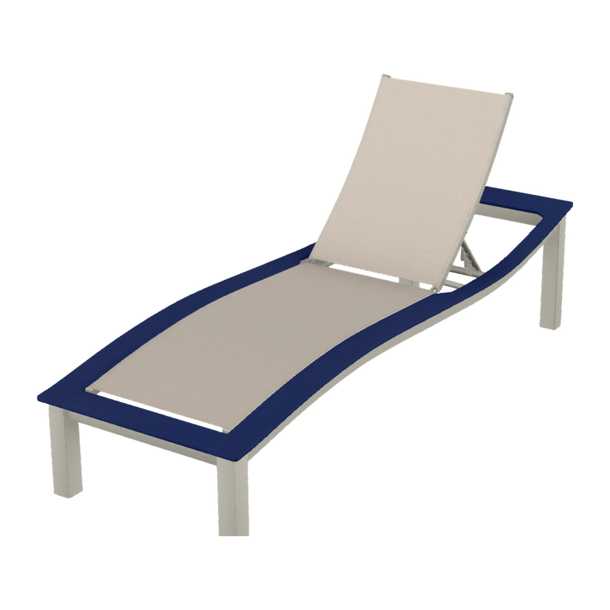 Bazza Sling Armless Chaise — Warm Grey PC / Navy Accents