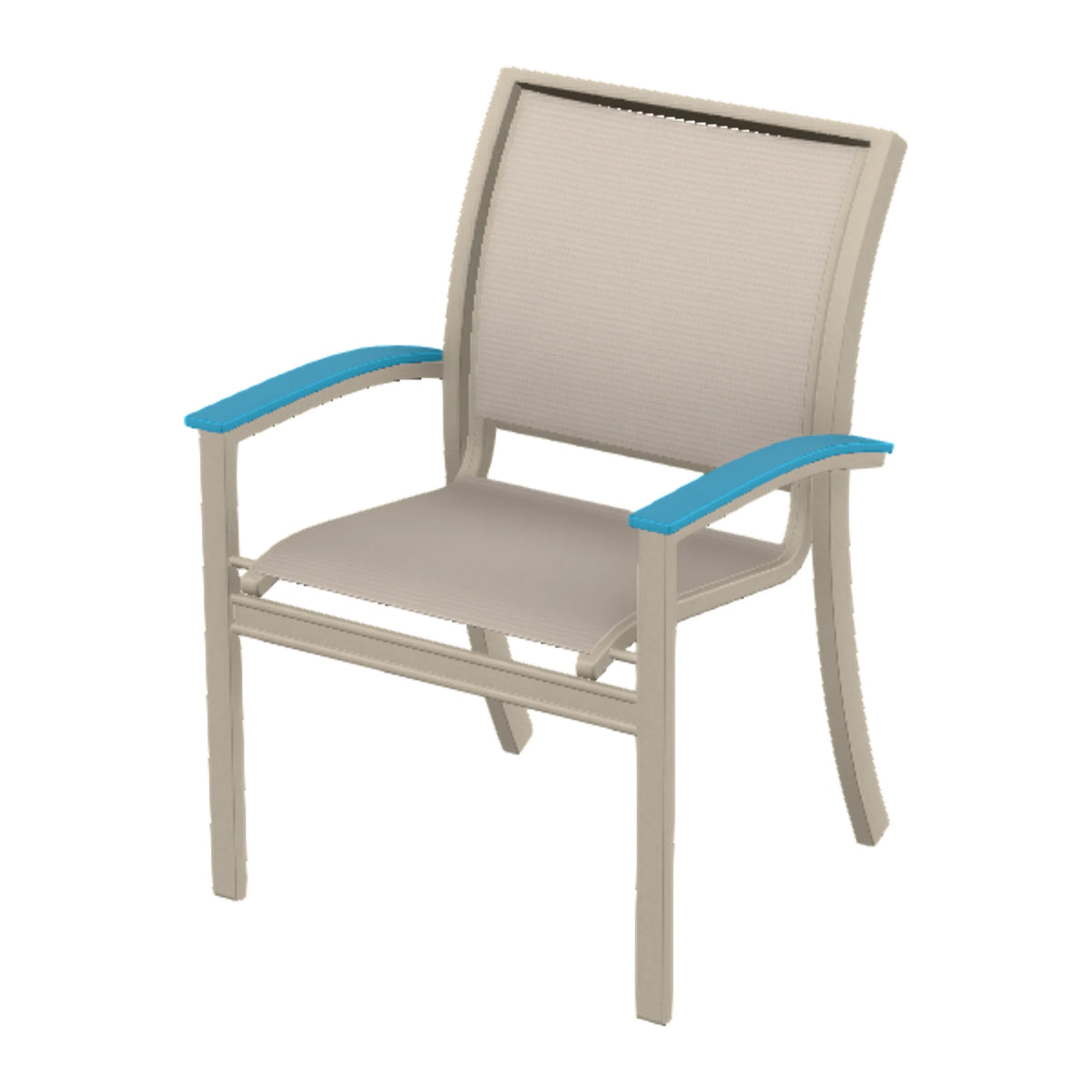 Bazza Sling Stacking Dining Chair — Desert Sand PC / Aqua Accents