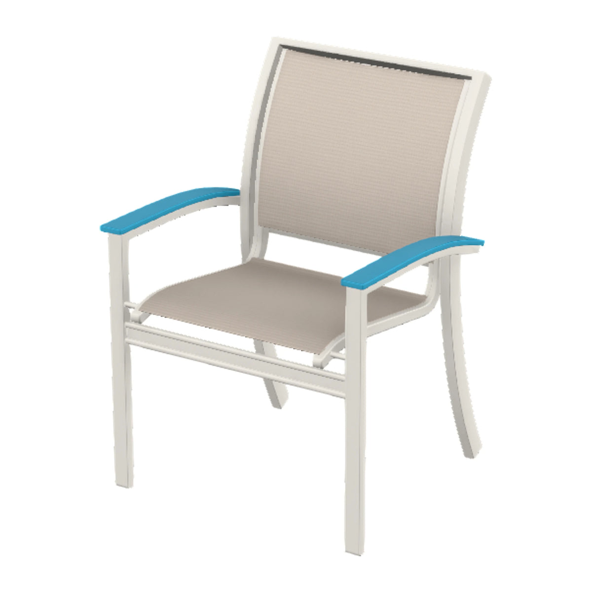 Bazza Sling Stacking Dining Chair — Snow PC / Aqua Accents