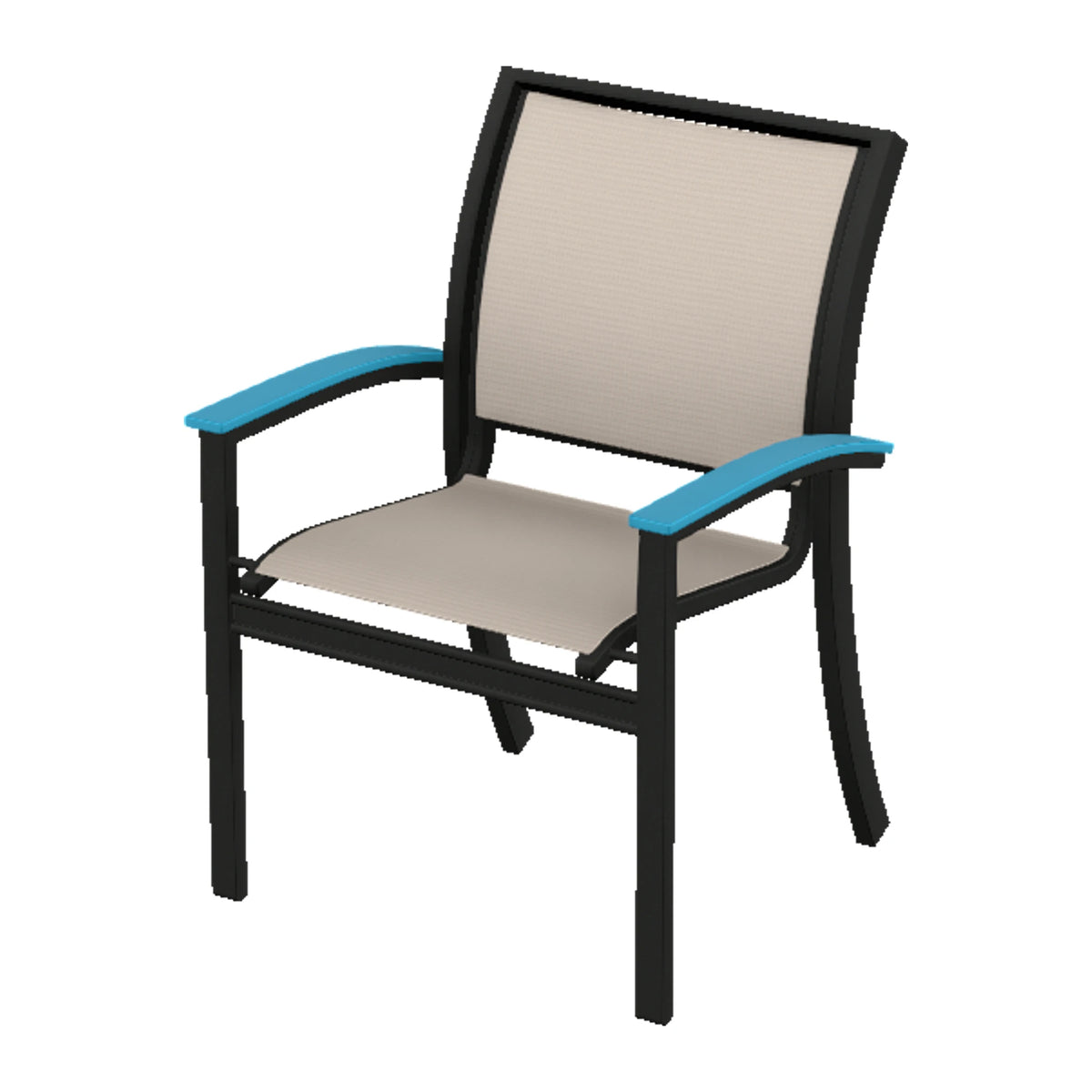 Bazza Sling Stacking Dining Chair — Black PC / Aqua Accents