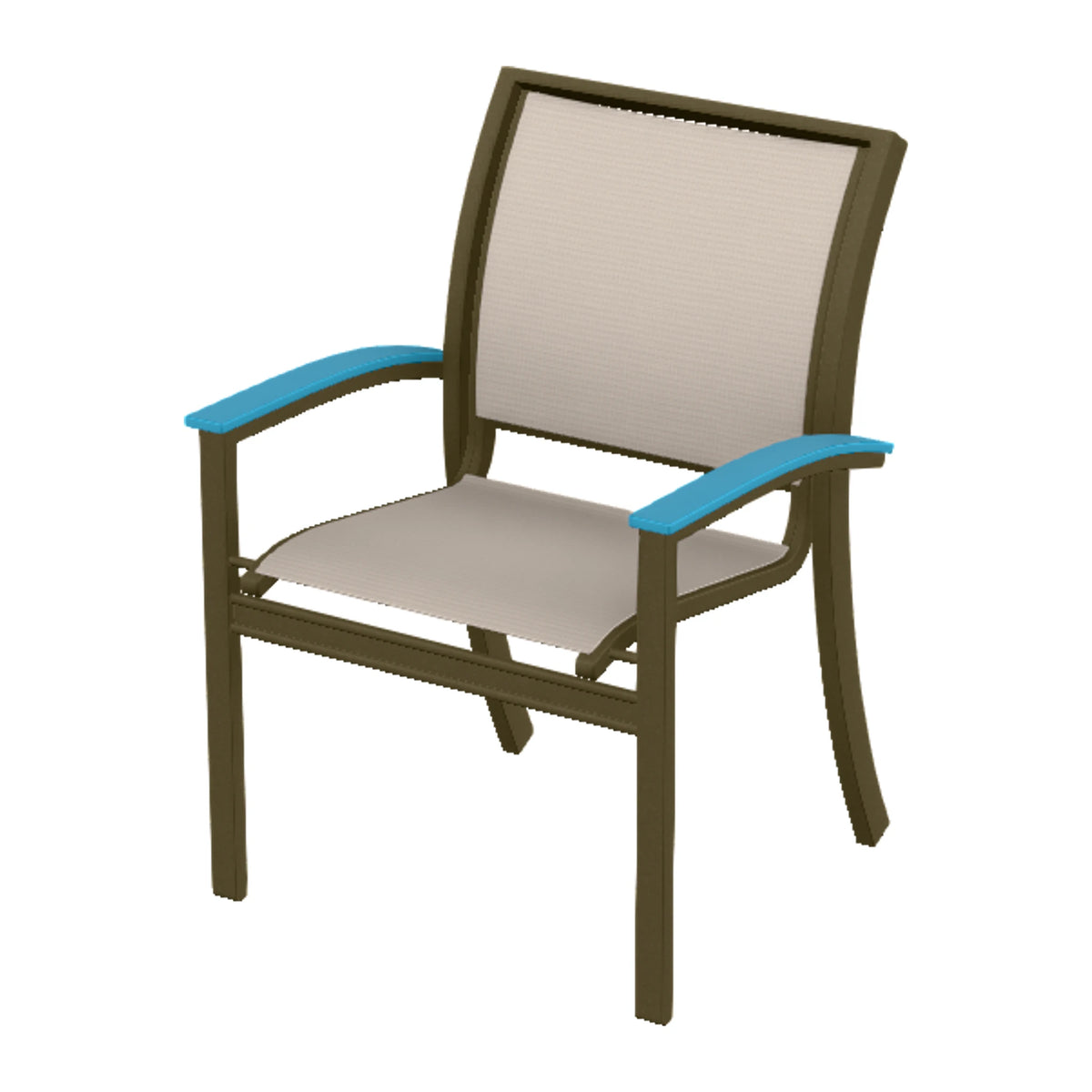Bazza Sling Stacking Dining Chair — Beachwood PC / Aqua Accents