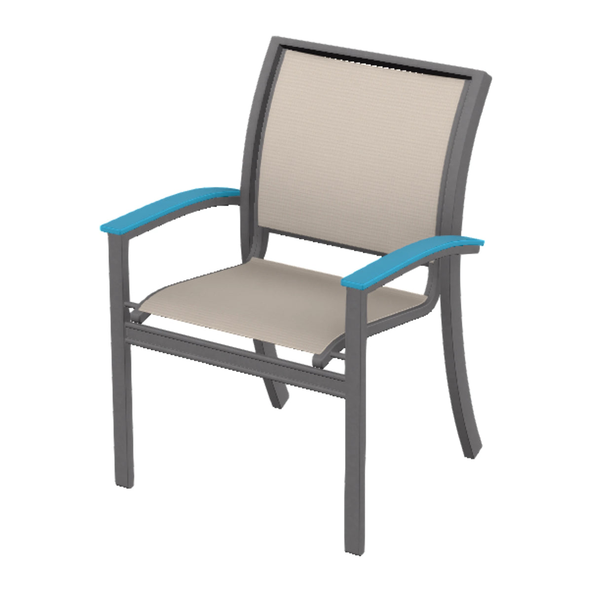 Bazza Sling Stacking Dining Chair — Graphite Txt PC / Aqua Accents