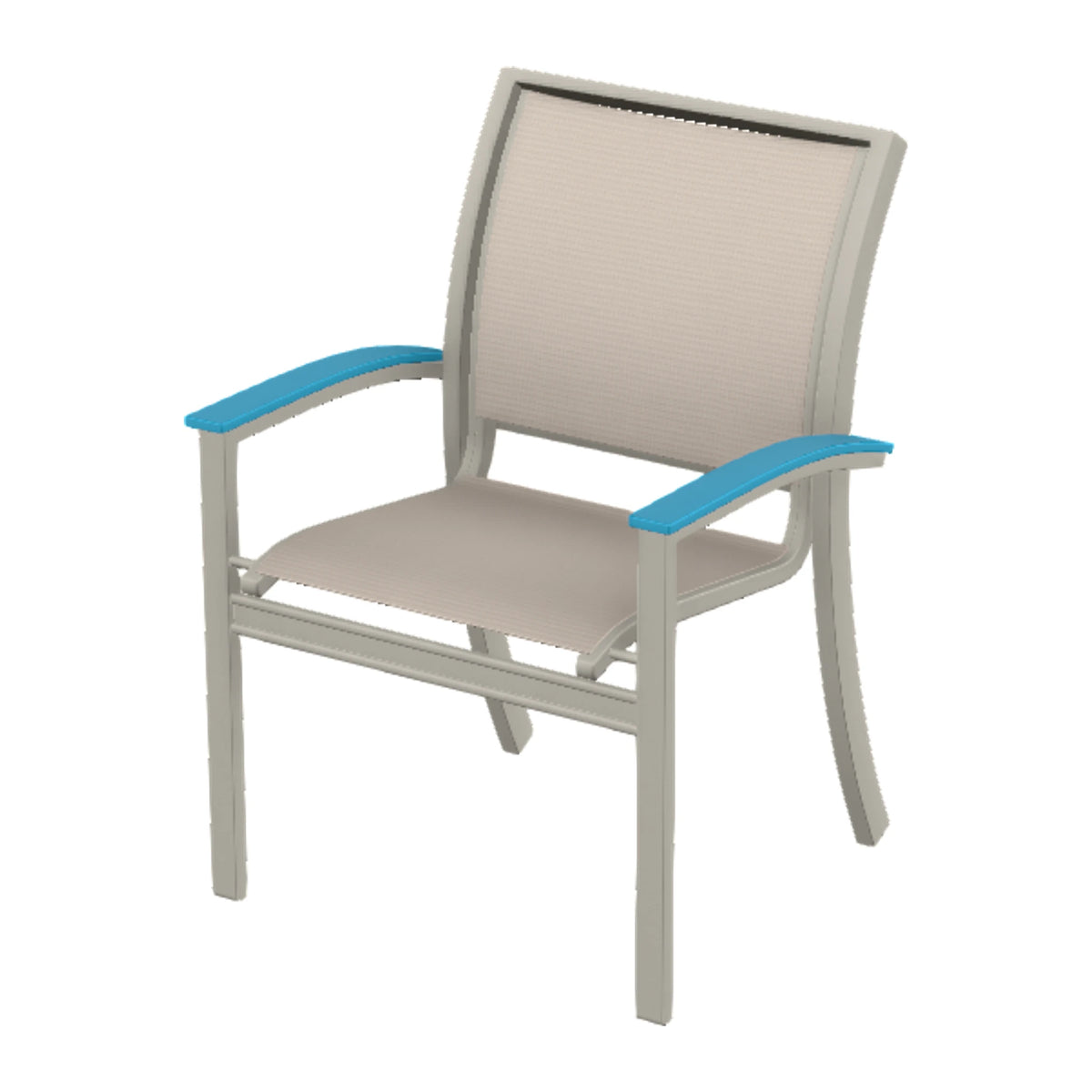 Bazza Sling Stacking Dining Chair — Warm Grey PC / Aqua Accents