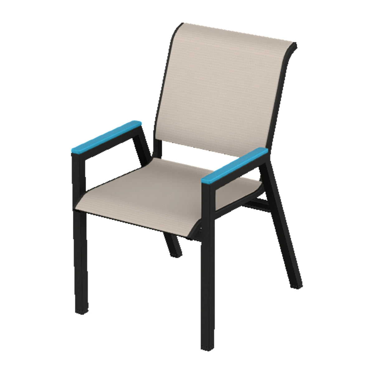 Bazza Sling Bistro Chair — Black PC / Aqua Accents