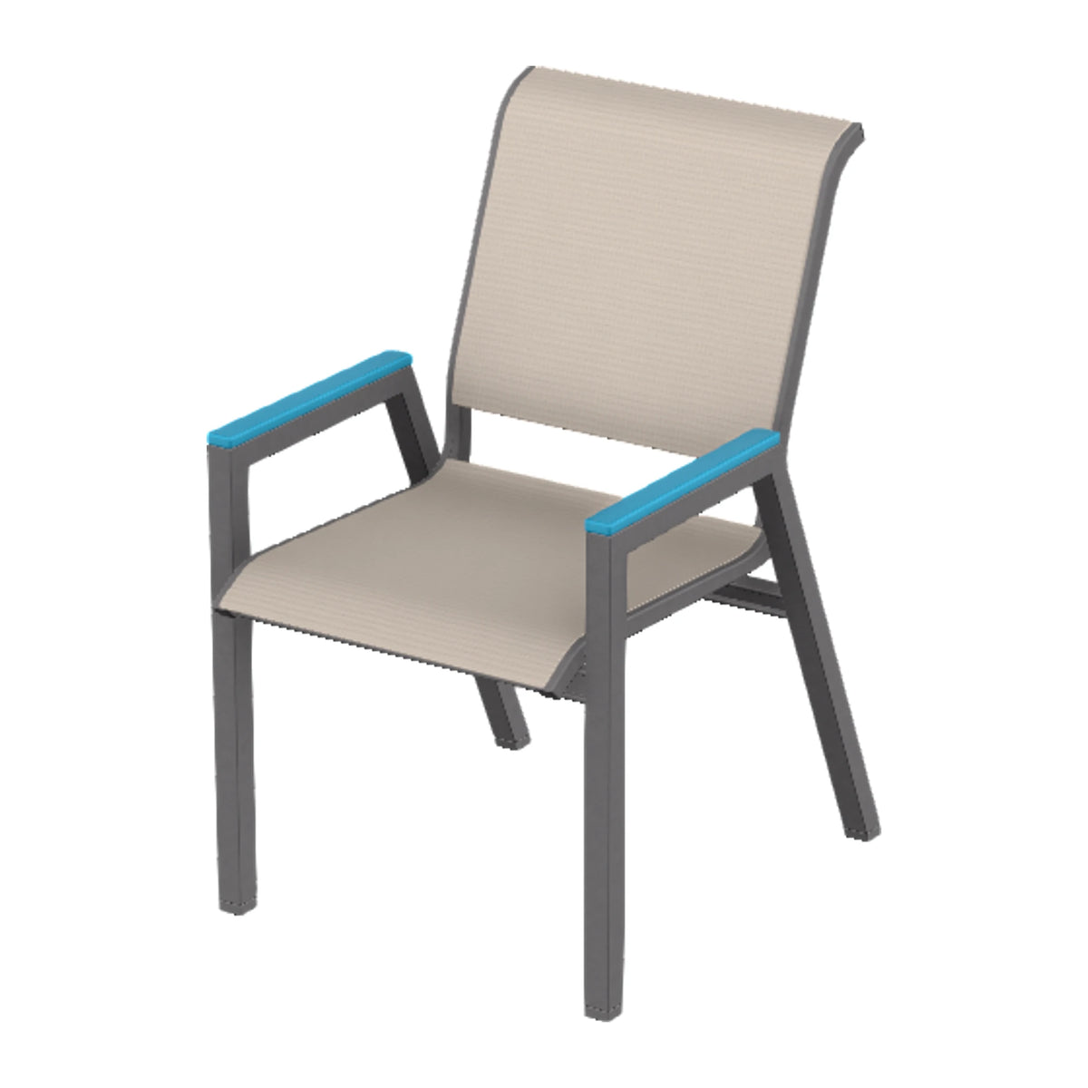 Bazza Sling Bistro Chair — Graphite Txt PC / Aqua Accents