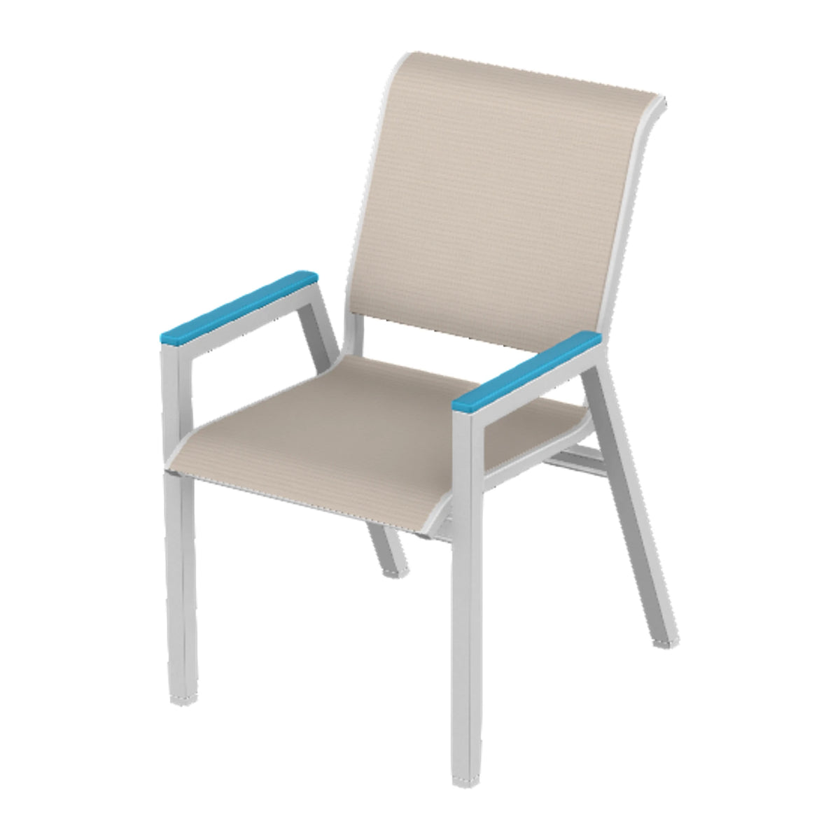 Bazza Sling Bistro Chair — White Txt PC / Aqua Accents