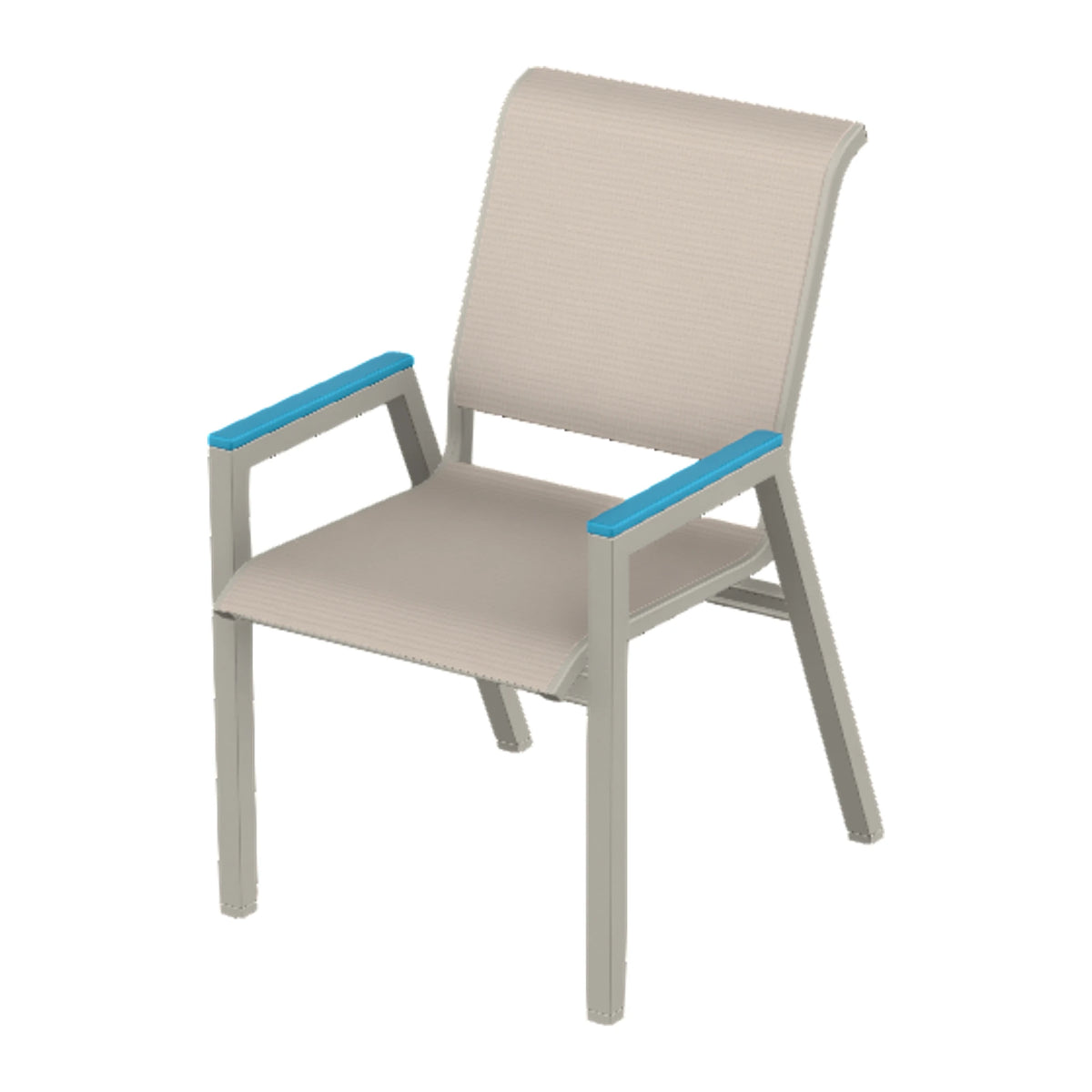 Bazza Sling Bistro Chair — Warm Grey PC / Aqua Accents