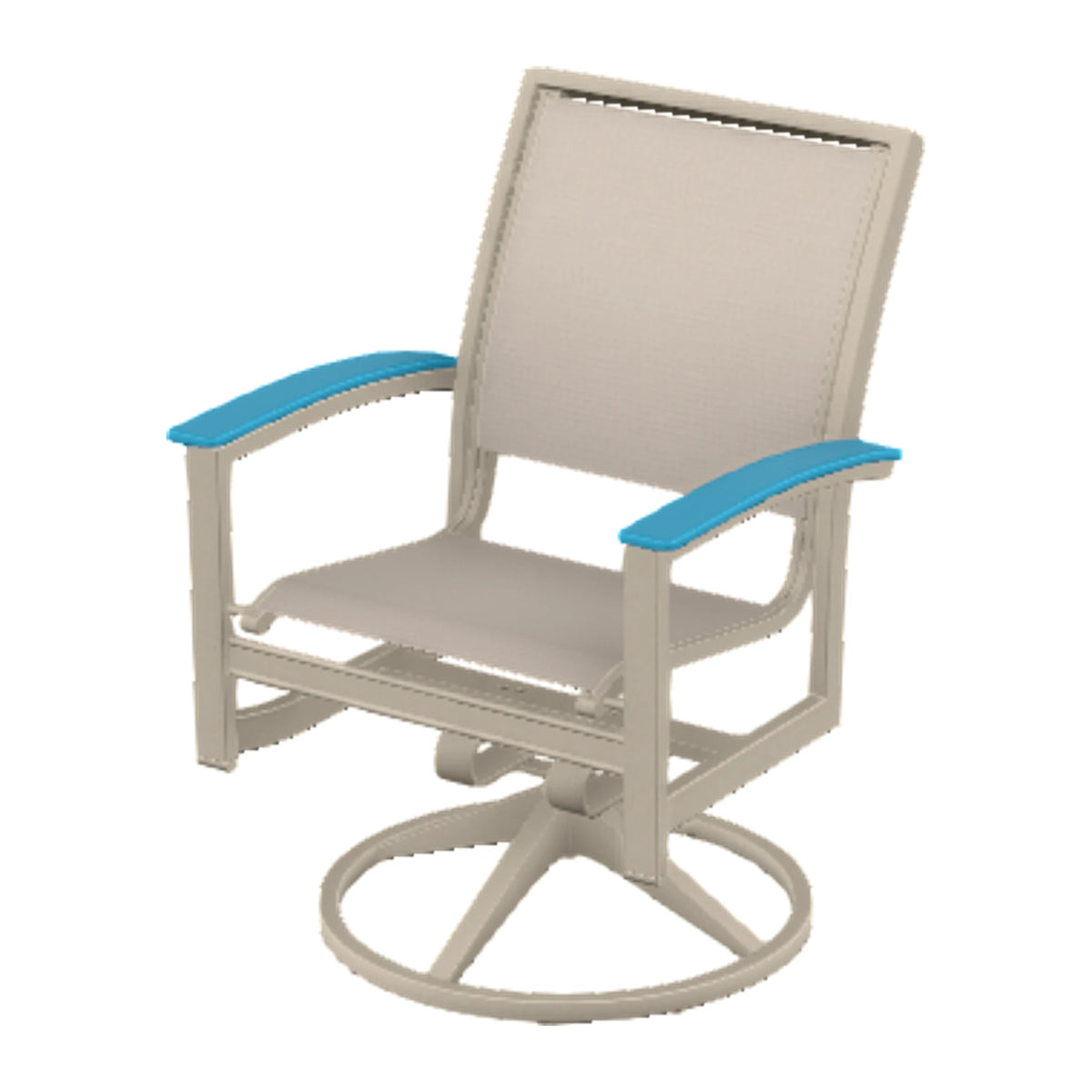 Bazza Sling Swivel Rocker Dining Chair — Desert Sand PC / Aqua Accents