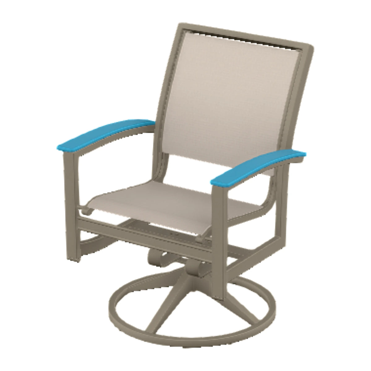 Bazza Sling Swivel Rocker Dining Chair — Storm PC / Aqua Accents
