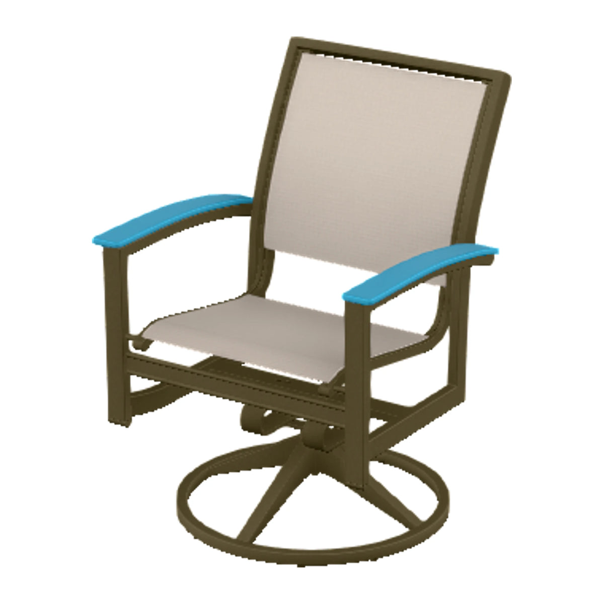 Bazza Sling Swivel Rocker Dining Chair — Beachwood PC / Aqua Accents