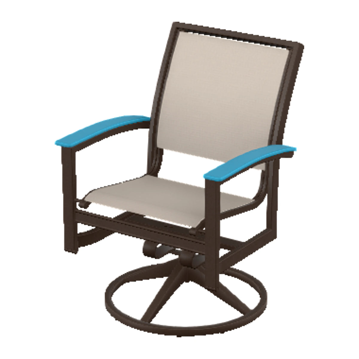 Bazza Sling Swivel Rocker Dining Chair — Kona PC / Aqua Accents