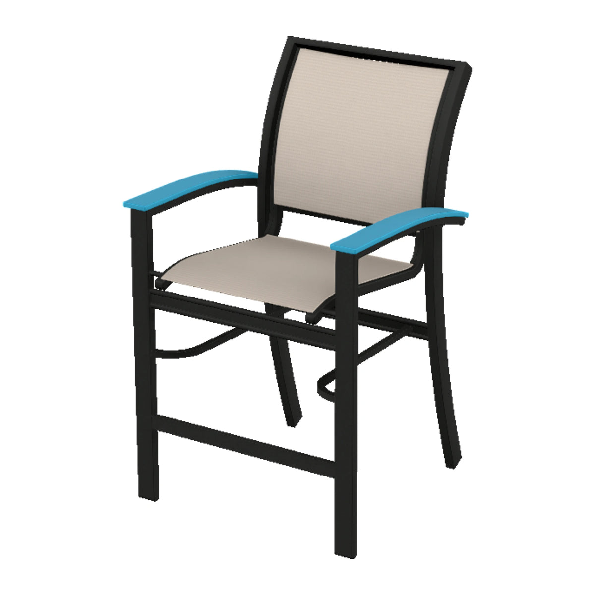 Bazza Sling Balcony Chair — Black PC / Aqua Accents