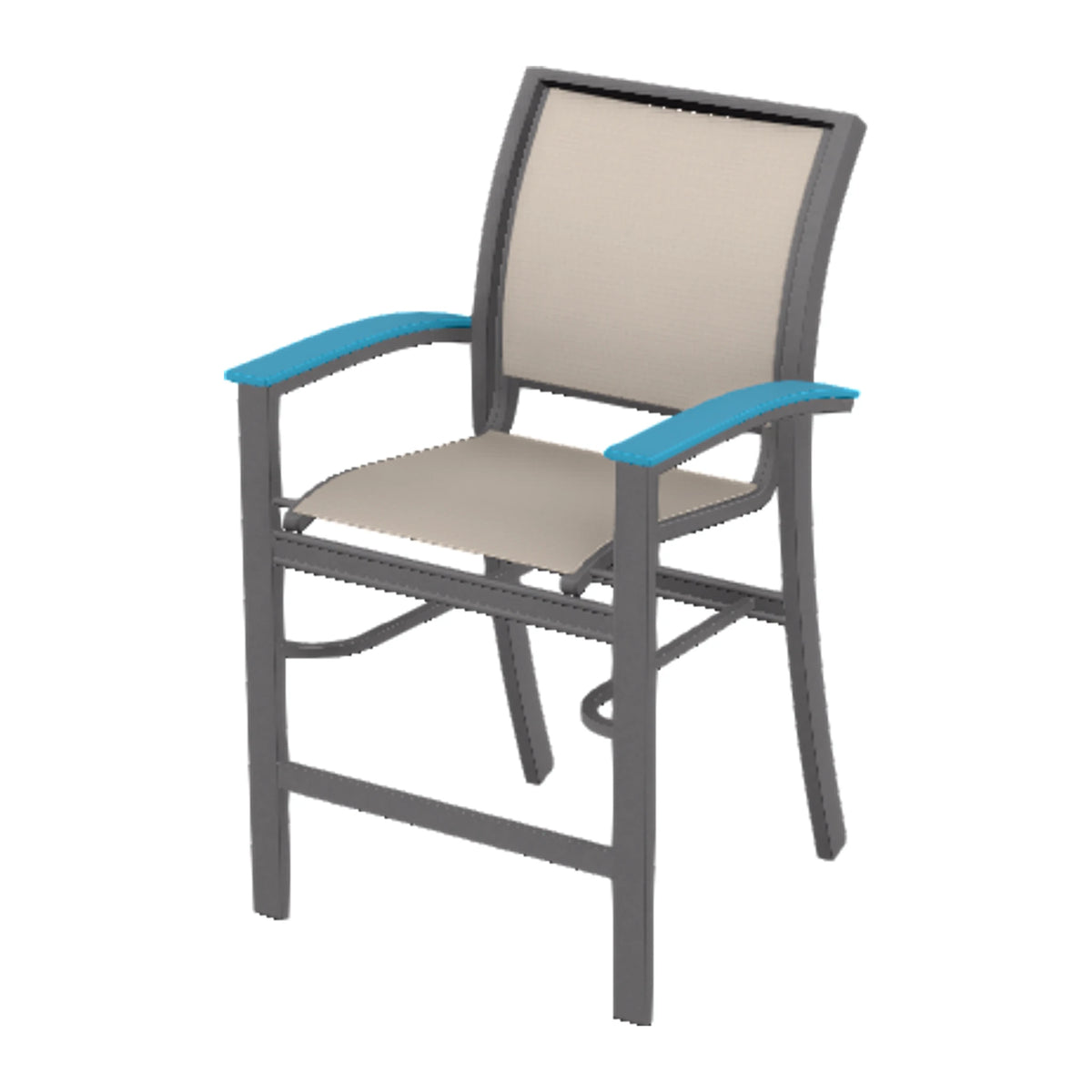 Bazza Sling Balcony Chair — Graphite Txt PC / Aqua Accents