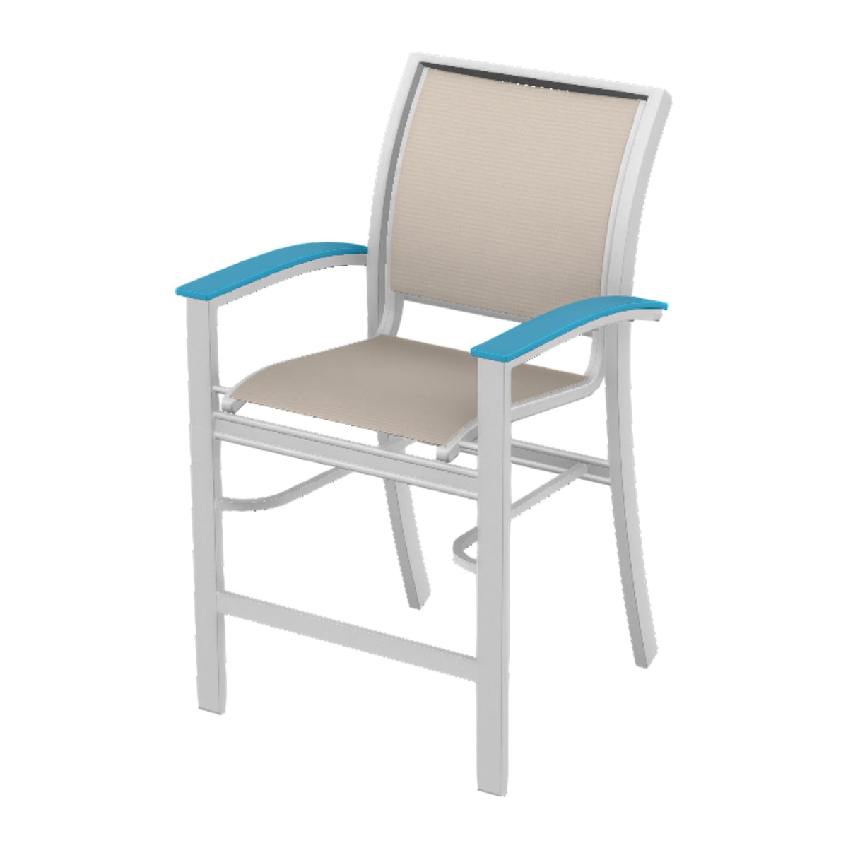 Bazza Sling Balcony Chair — White Txt PC / Aqua Accents