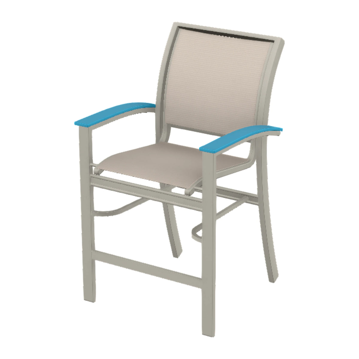 Bazza Sling Balcony Chair — Warm Grey PC / Aqua Accents