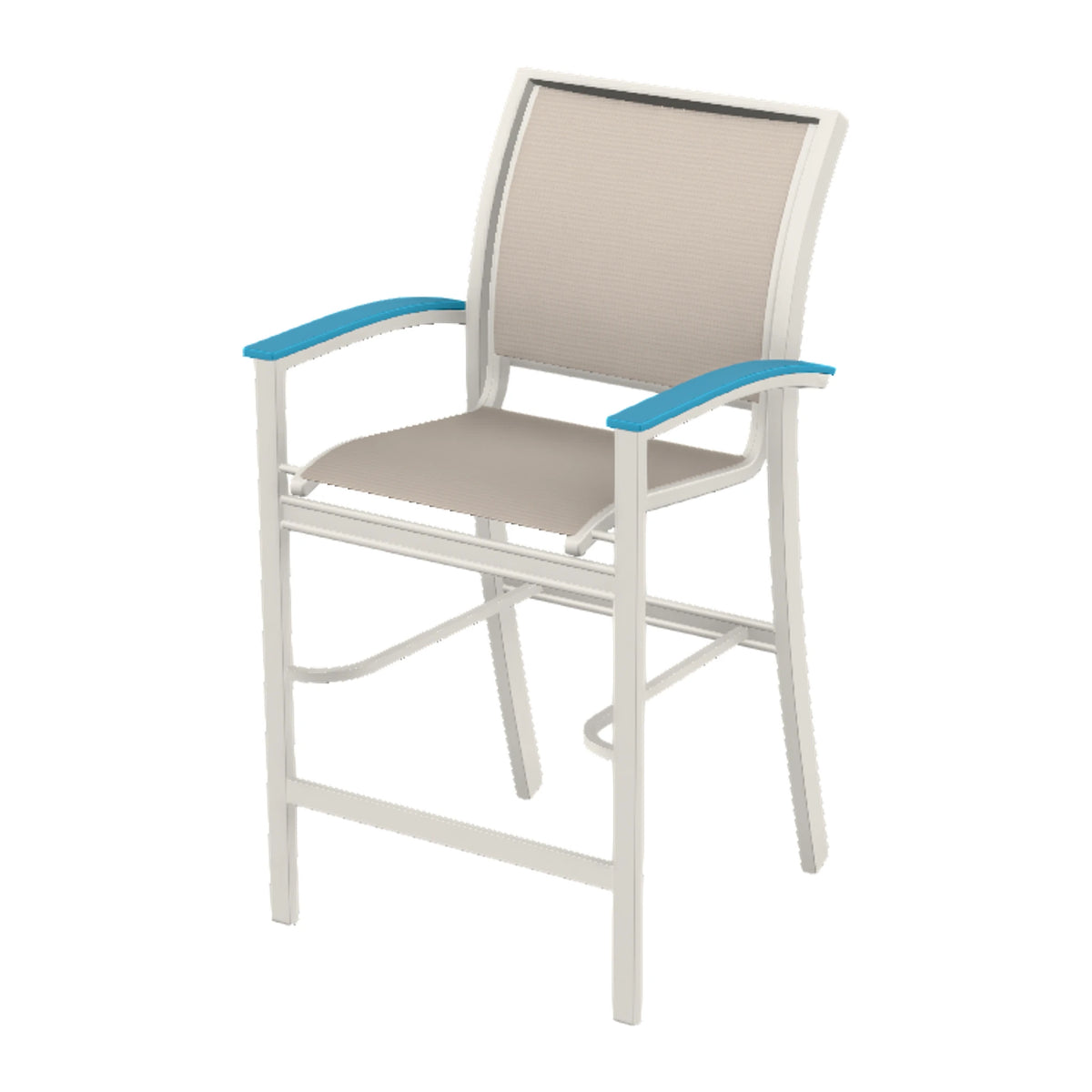 Bazza Sling Bar Chair — Snow PC / Aqua Accents