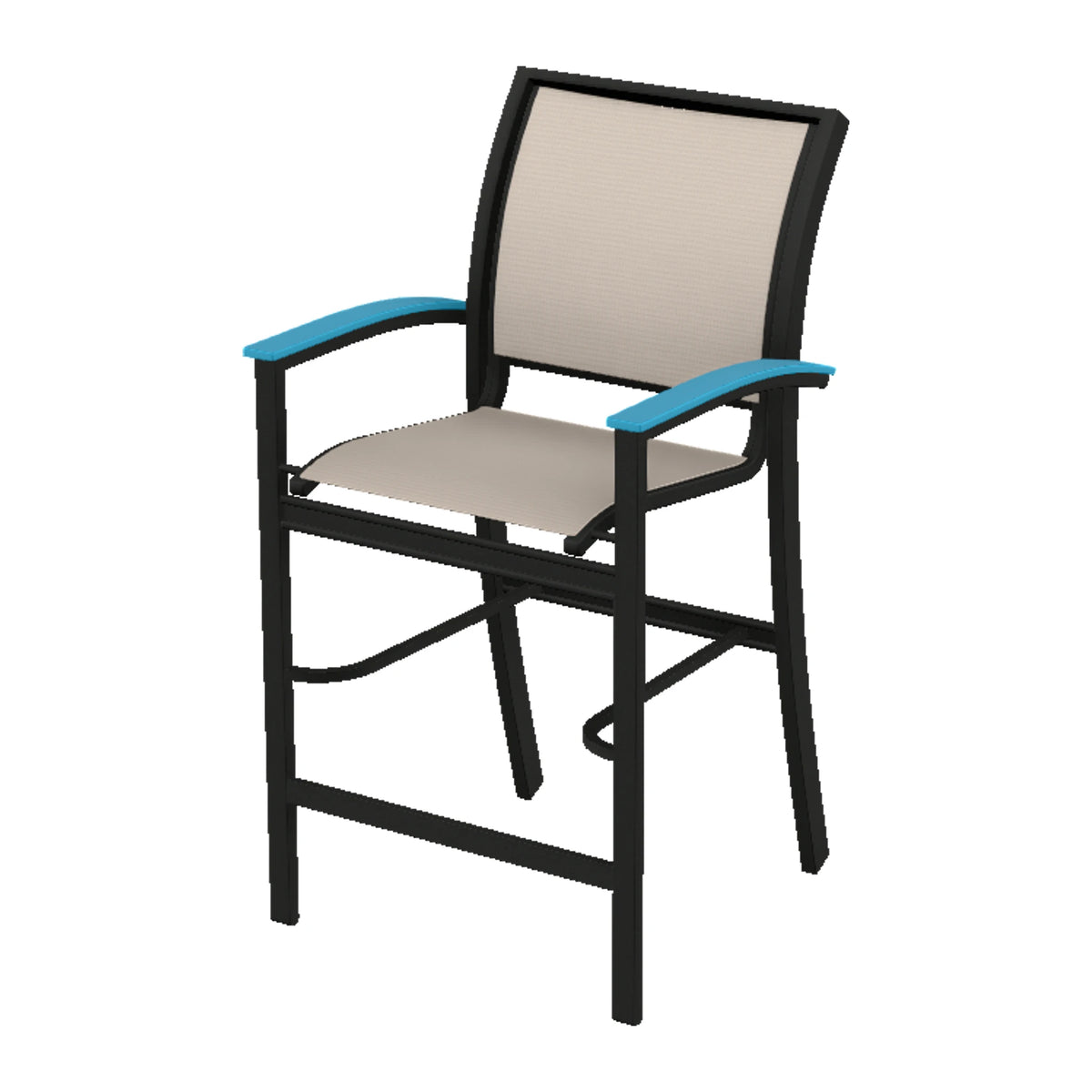 Bazza Sling Bar Chair — Black PC / Aqua Accents