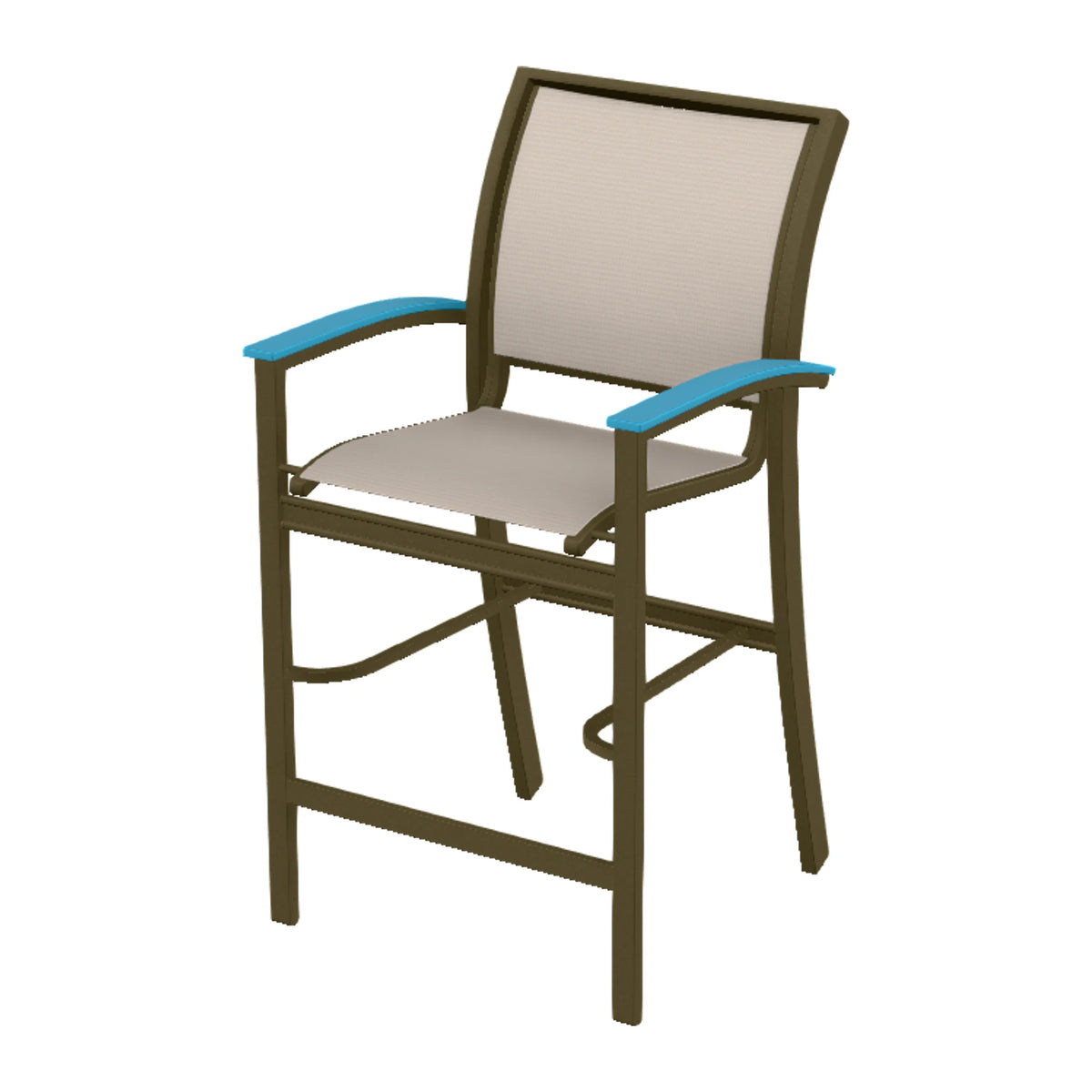 Bazza Sling Bar Chair — Beachwood PC / Aqua Accents