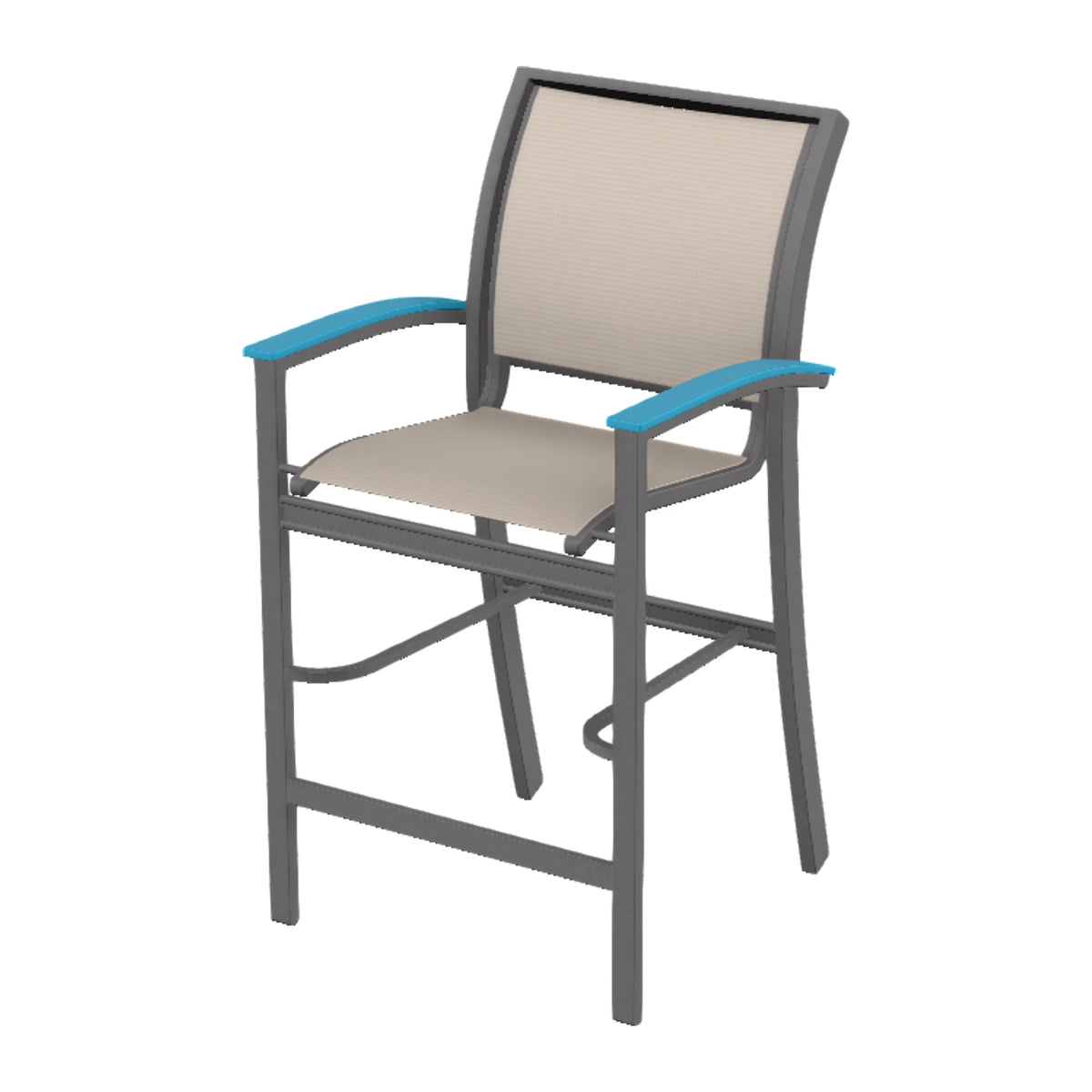 Bazza Sling Bar Chair — Graphite Txt PC / Aqua Accents