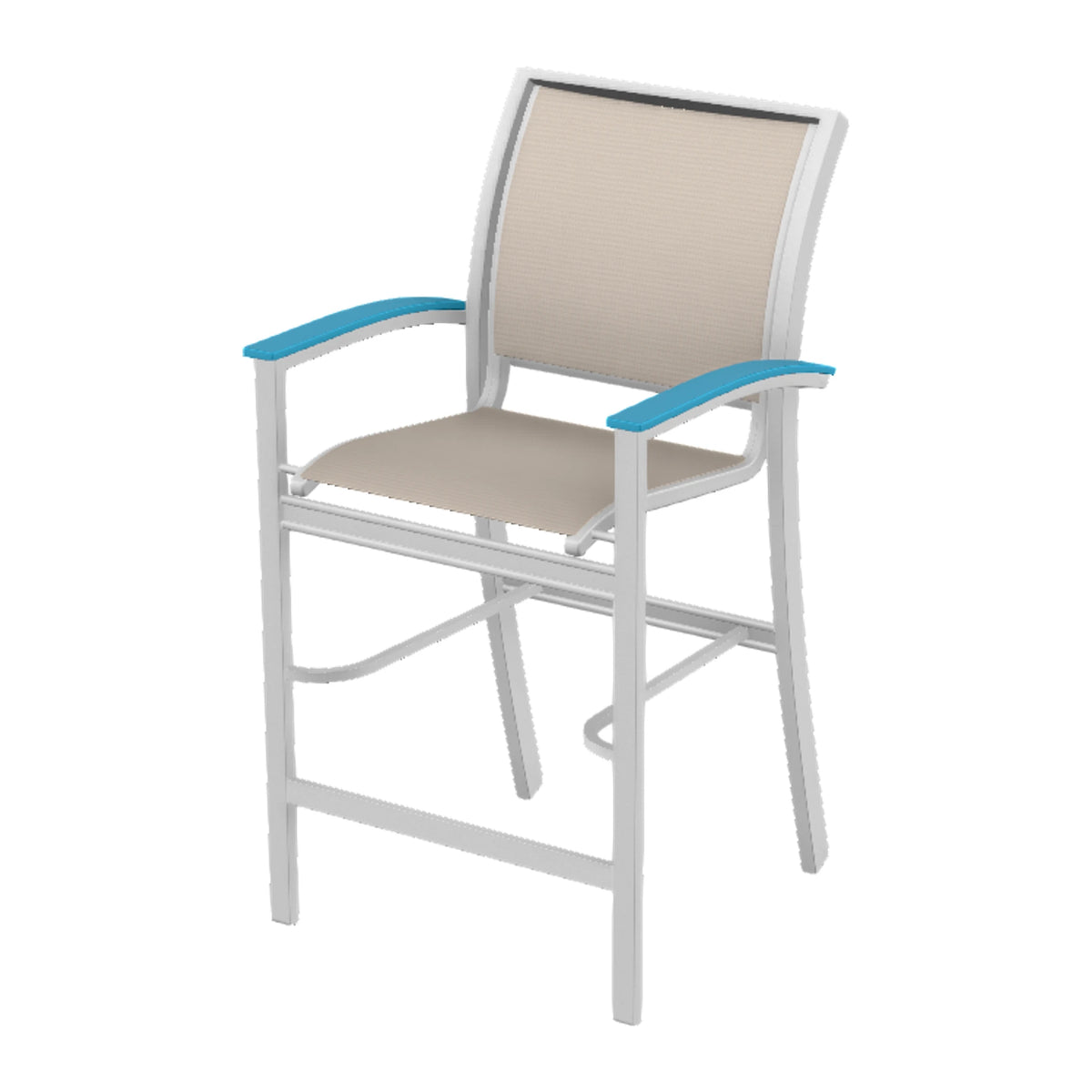 Bazza Sling Bar Chair — White Txt PC / Aqua Accents