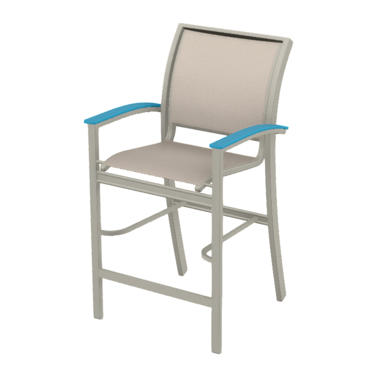Bazza Sling Bar Chair — Warm Grey PC / Aqua Accents