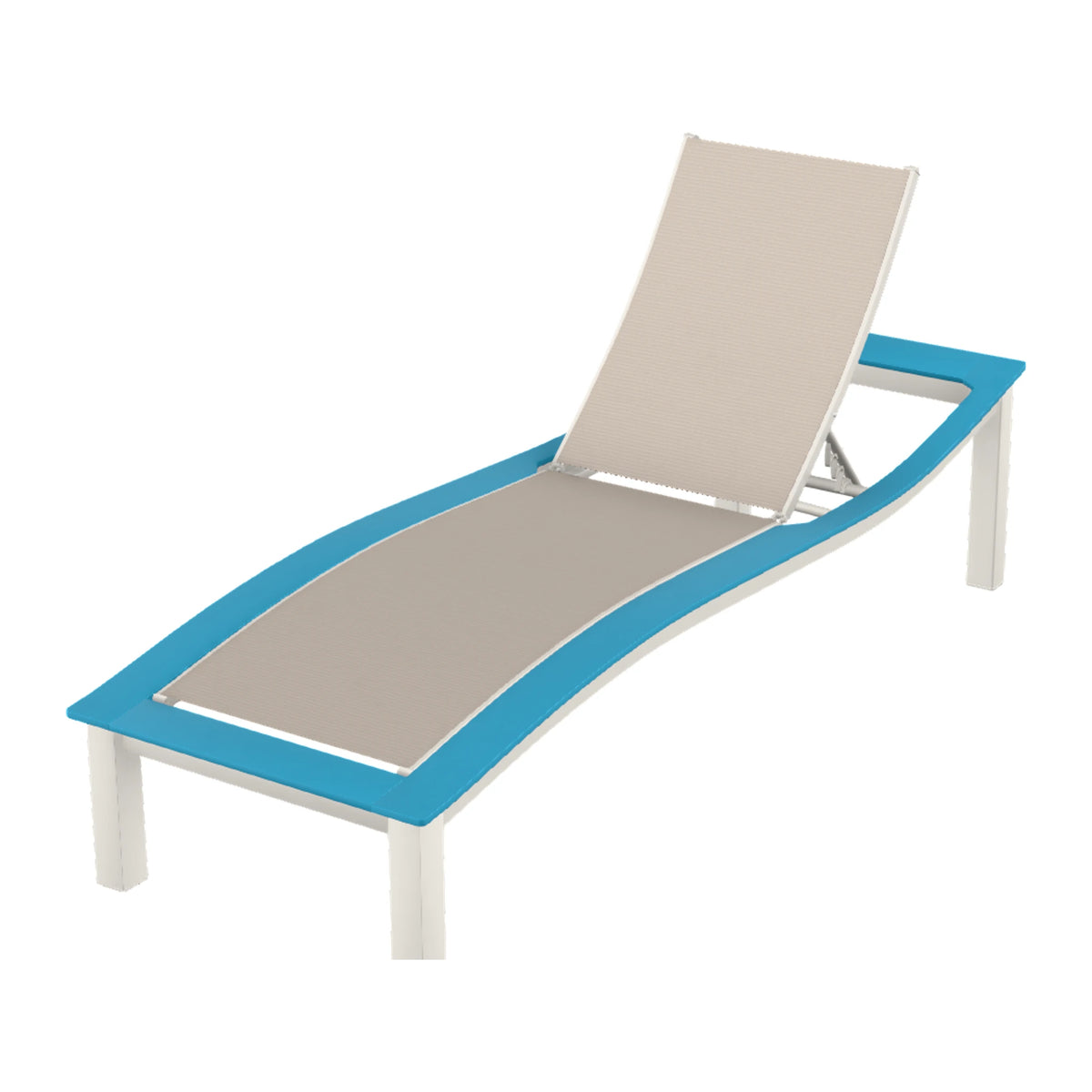 Bazza Sling Armless Chaise — Snow PC / Aqua Accents