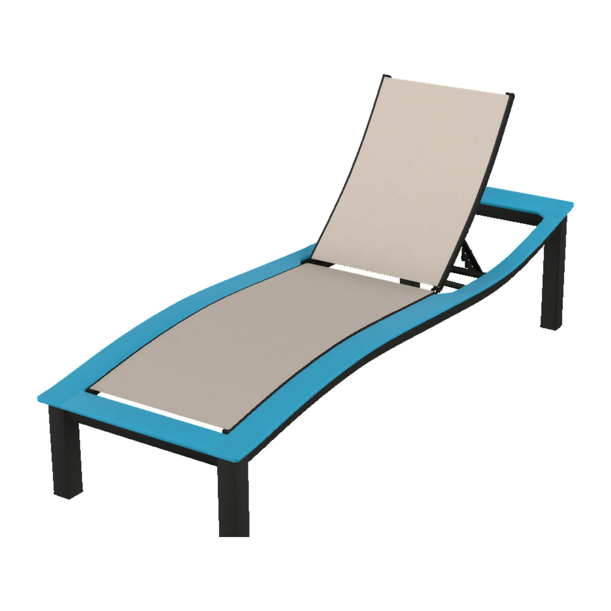 Bazza Sling Armless Chaise — Black PC / Aqua Accents
