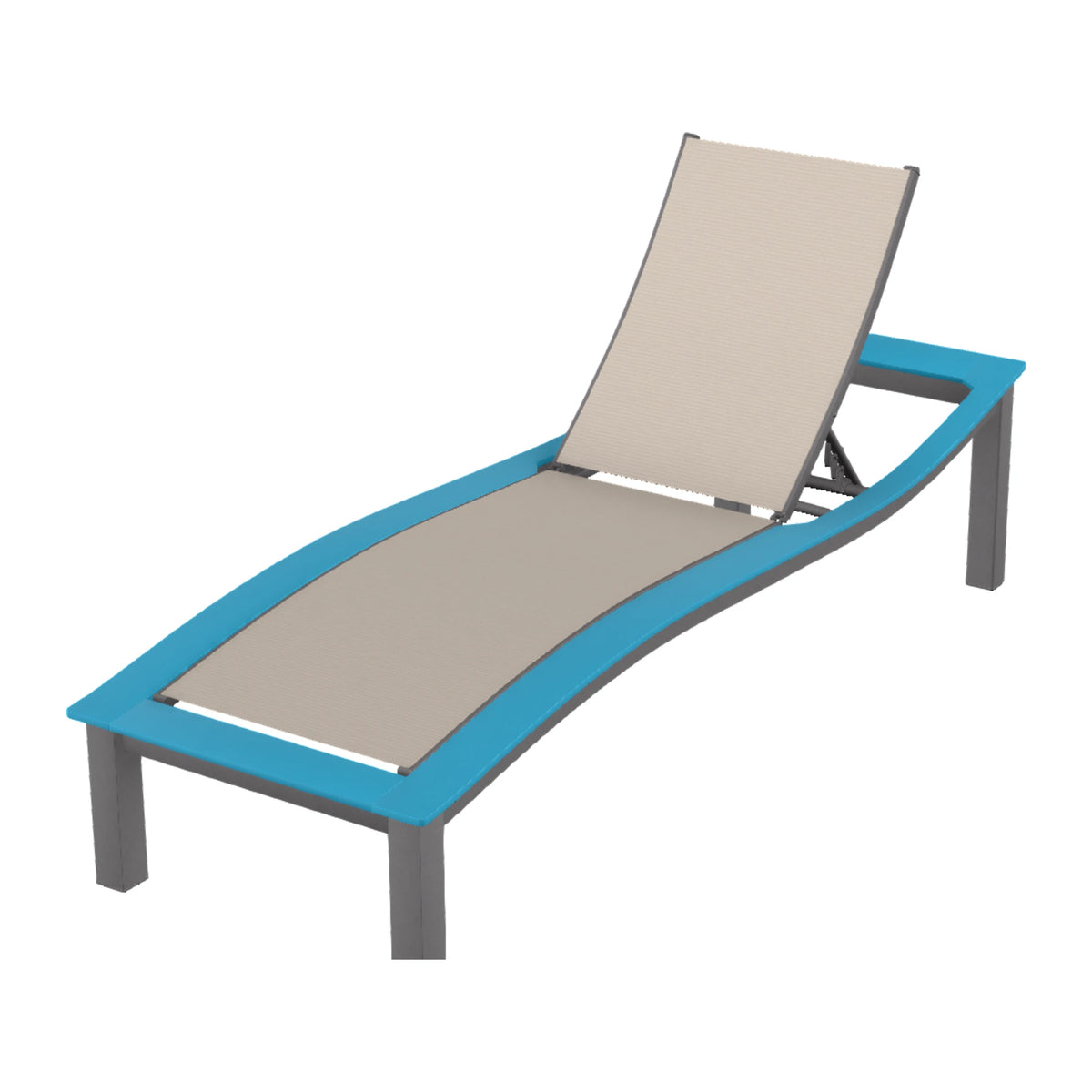 Bazza Sling Armless Chaise — Graphite Txt PC / Aqua Accents
