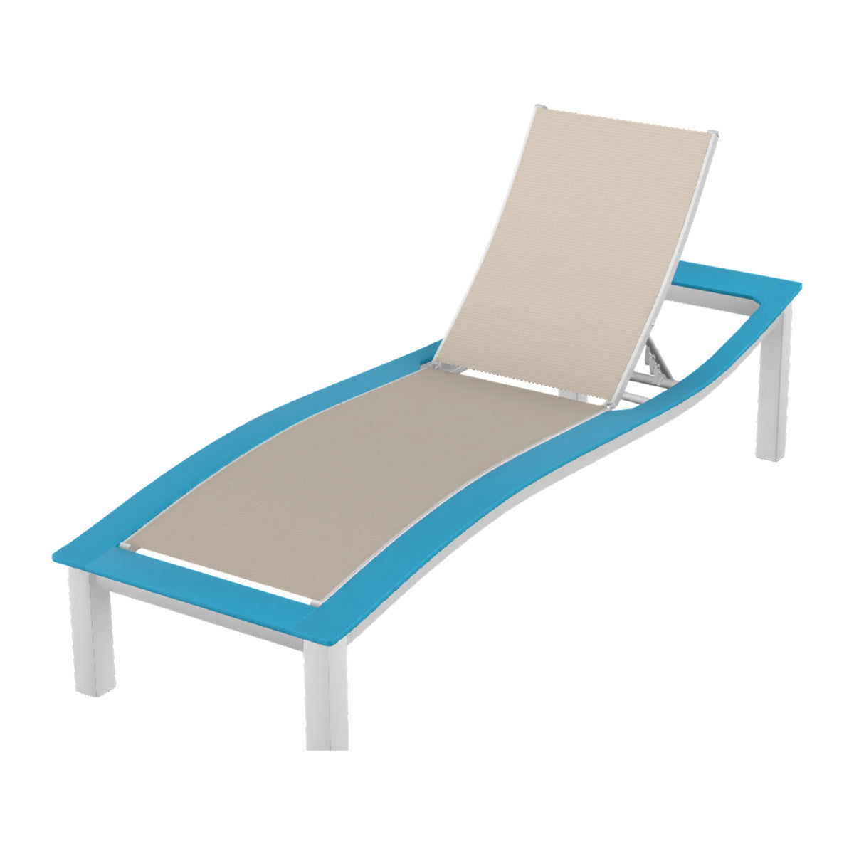 Bazza Sling Armless Chaise — White Txt PC / Aqua Accents