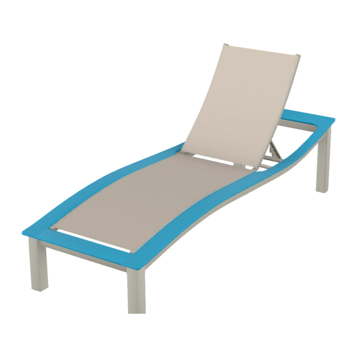 Bazza Sling Armless Chaise — Warm Grey PC / Aqua Accents