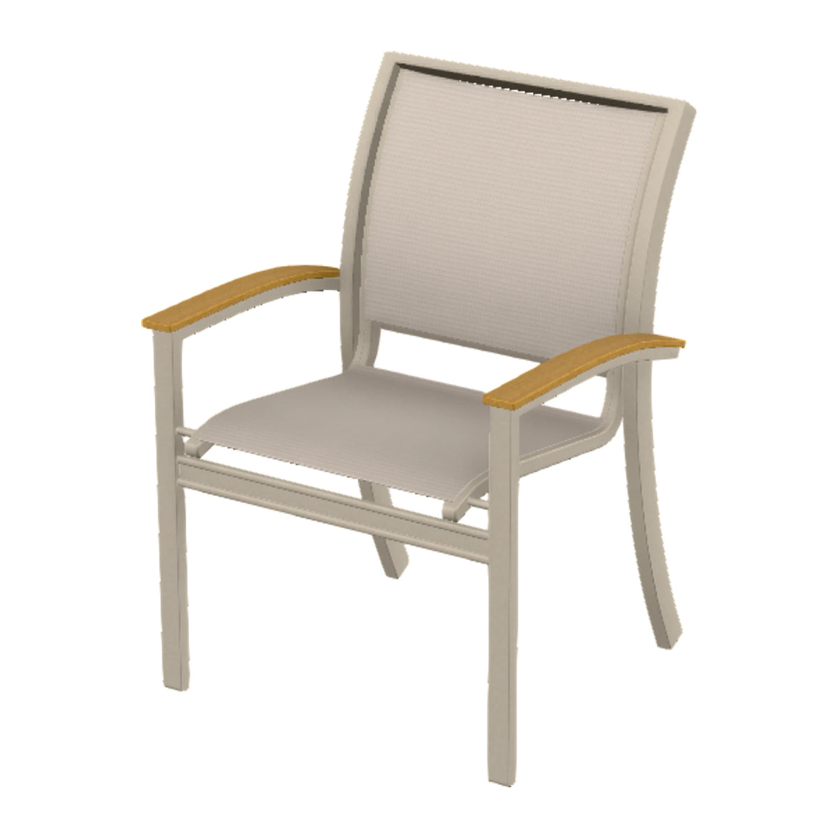 Bazza Sling Stacking Dining Chair — Desert Sand PC / Teak Accents