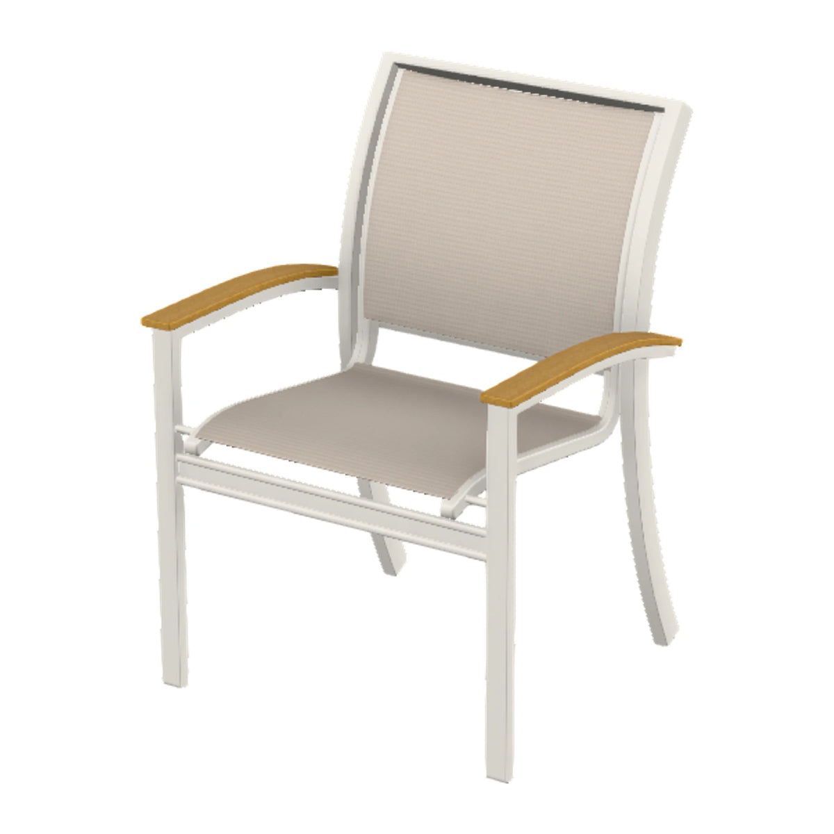 Bazza Sling Stacking Dining Chair — Snow PC / Teak Accents