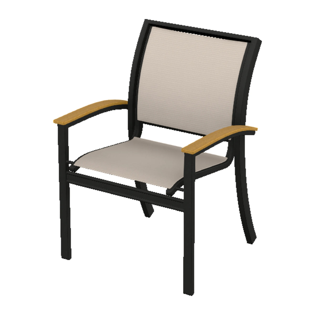 Bazza Sling Stacking Dining Chair — Black PC / Teak Accents