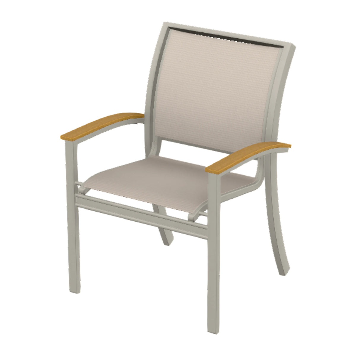 Bazza Sling Stacking Dining Chair — Warm Grey PC / Teak Accents