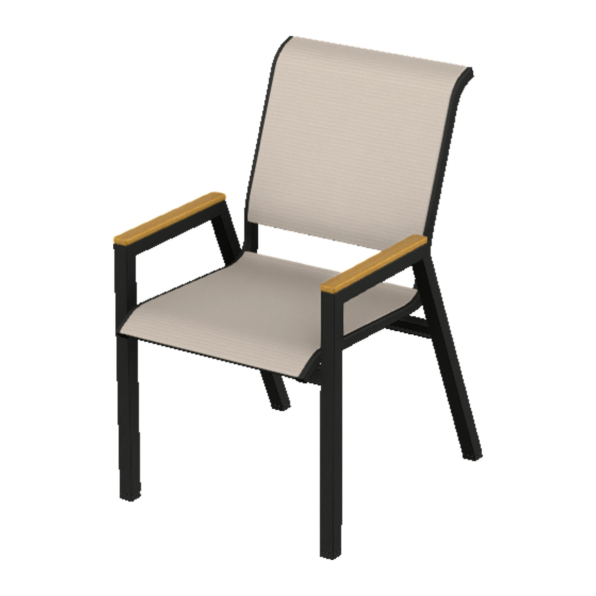 Bazza Sling Bistro Chair — Black PC / Teak Accents