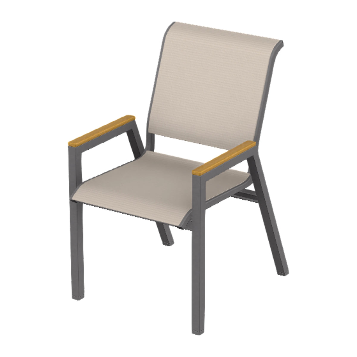 Bazza Sling Bistro Chair — Graphite Txt PC / Teak Accents