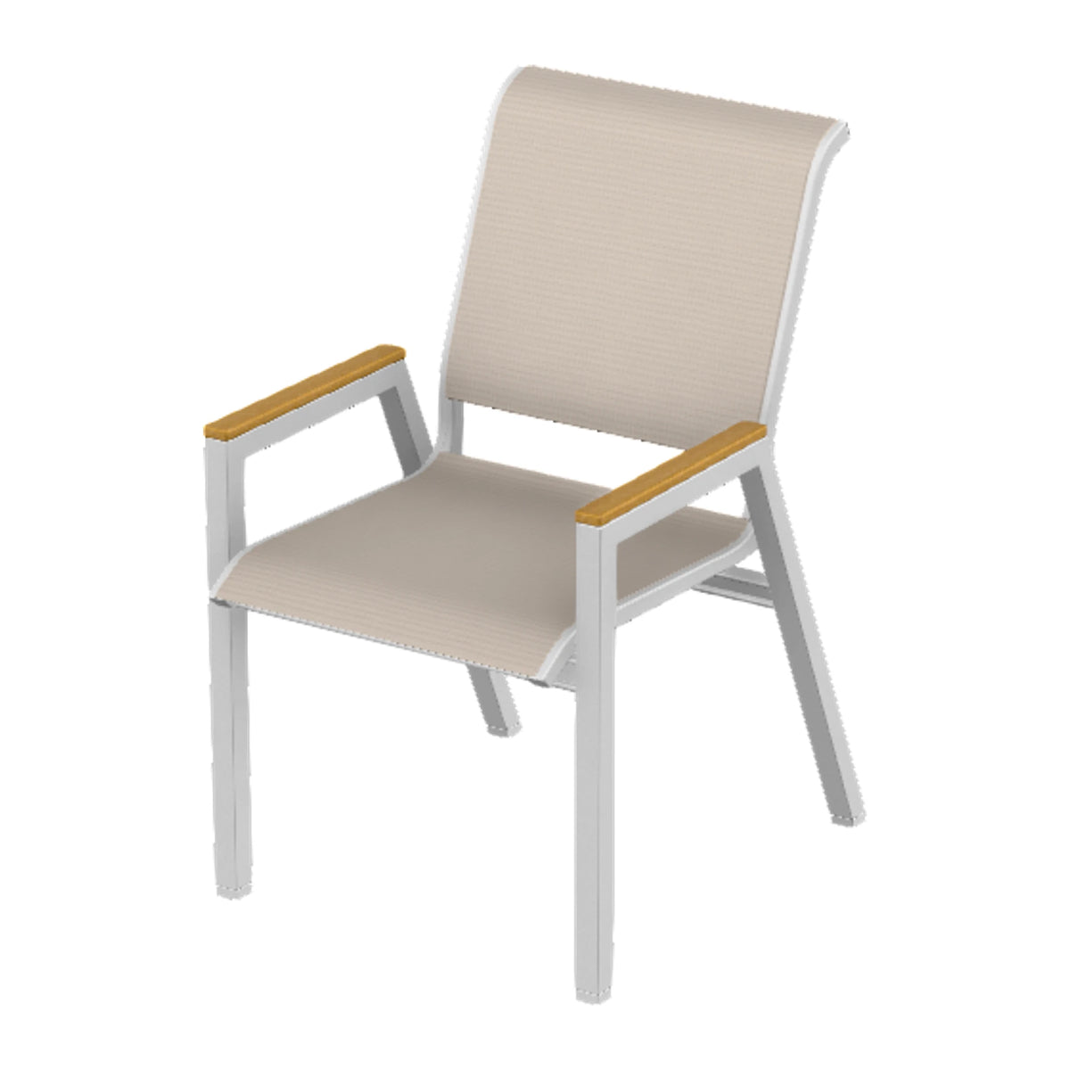 Bazza Sling Bistro Chair — White Txt PC / Teak Accents
