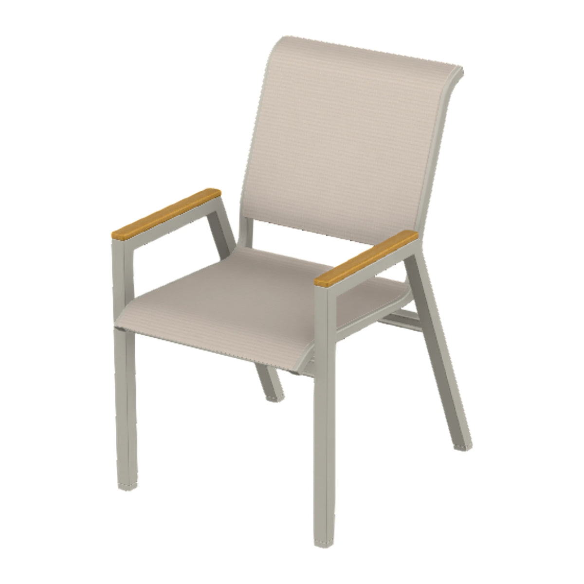 Bazza Sling Bistro Chair — Warm Grey PC / Teak Accents