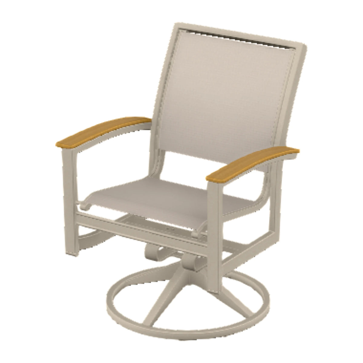 Bazza Sling Swivel Rocker Dining Chair — Desert Sand PC / Teak Accents