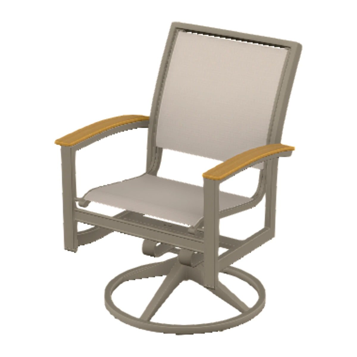 Bazza Sling Swivel Rocker Dining Chair — Storm PC / Teak Accents