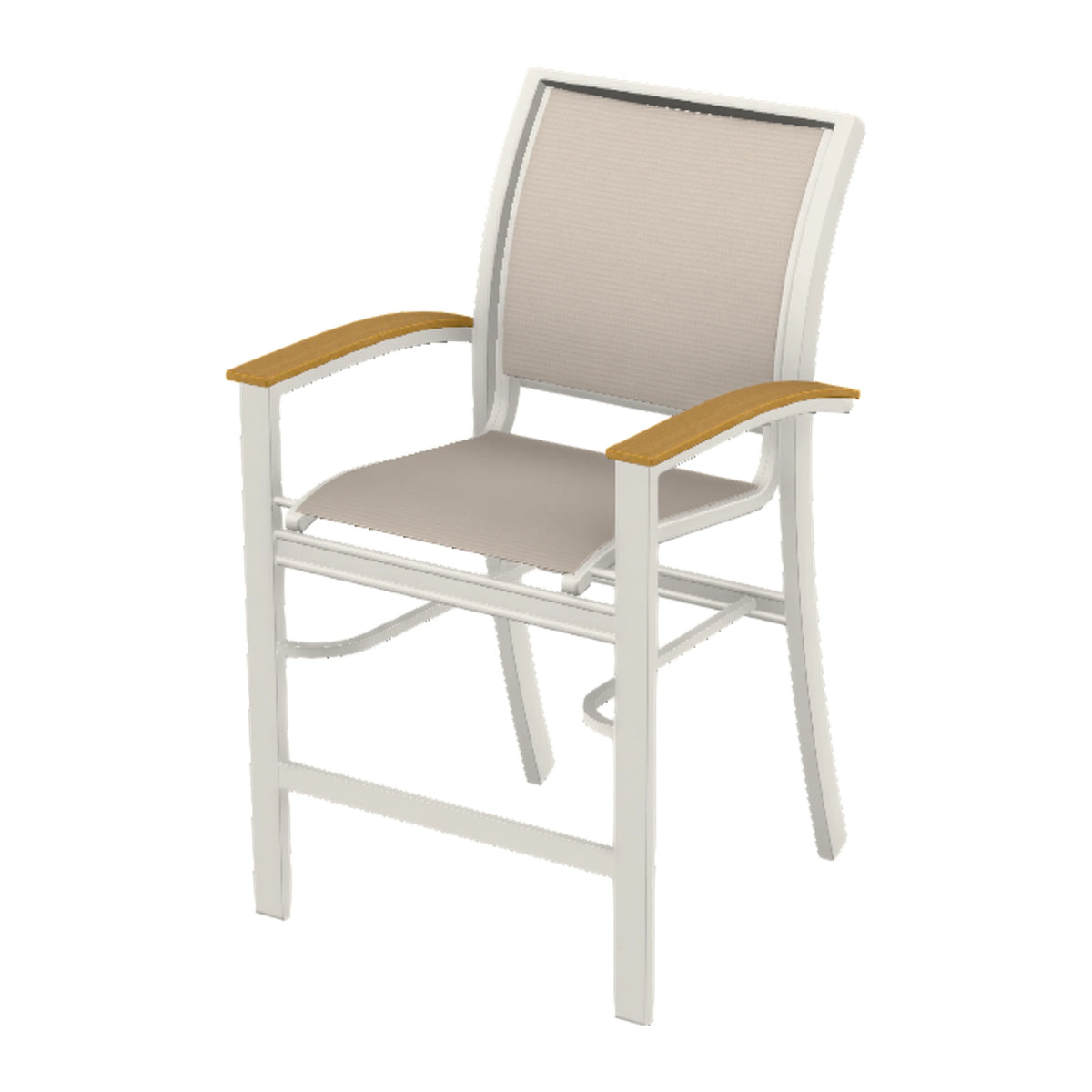 Bazza Sling Balcony Chair — Snow PC / Teak Accents