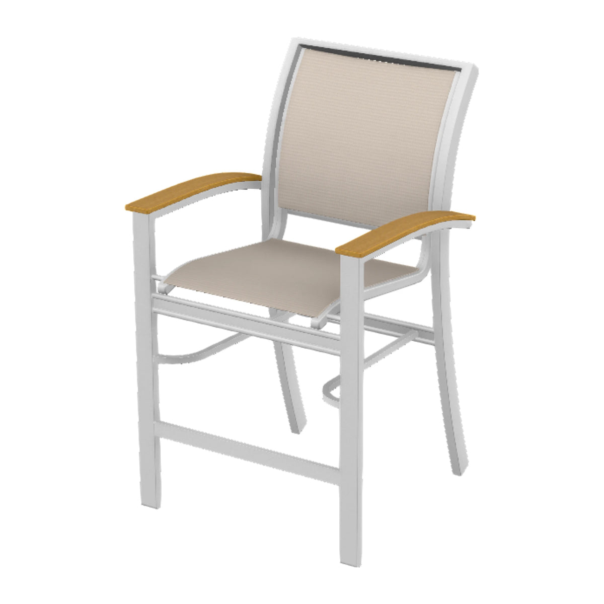 Bazza Sling Balcony Chair — White Txt PC / Teak Accents