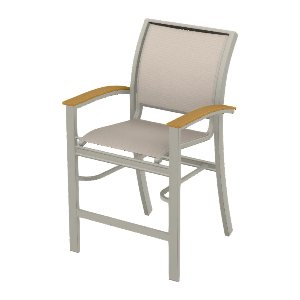 Bazza Sling Balcony Chair — Warm Grey PC / Teak Accents
